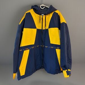 Vintage Wentworth RUUFF Men’s Jacket STREETWEAR Blue Gold Hooded Zip Up USA 4X